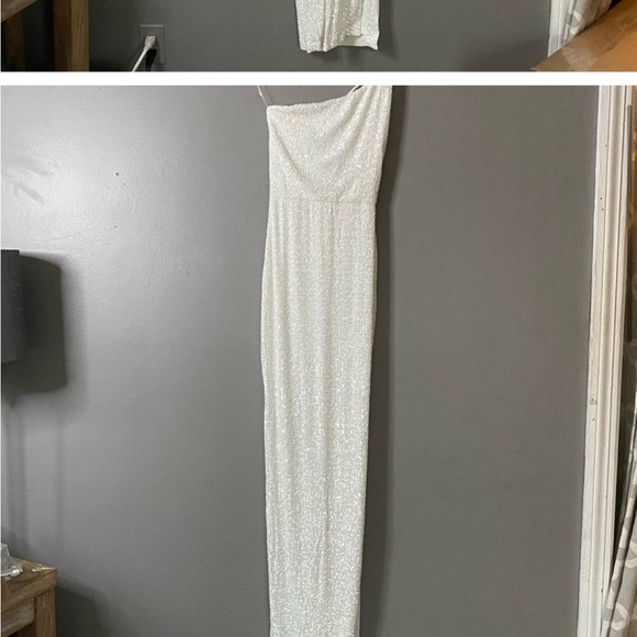 NOOKIE x REVOLVE Liberty Gown Sequin One Shoulder Maxi Dress in White NWT S 4 - Picture 3 of 8